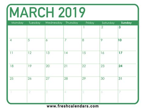 2019 march|March 2019 Printable Calendar for United States with Week Number.